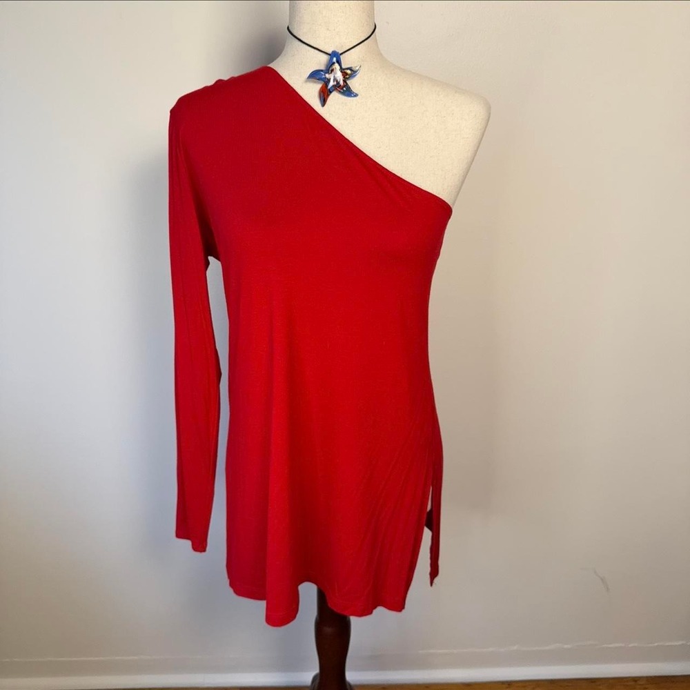 The Limited Womens Red Asymmetrical One Sleeve Flowy Top 90s Vintage XS